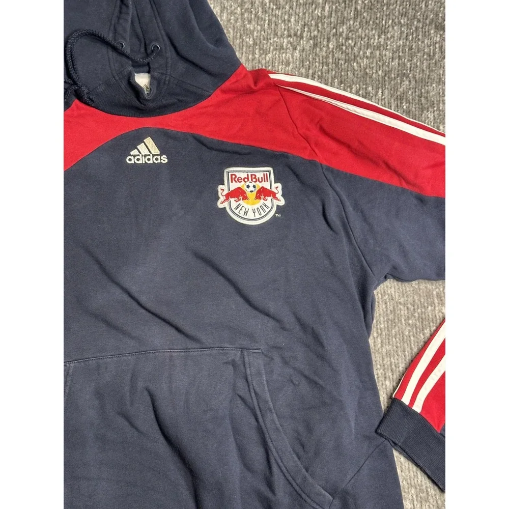 Vintage Adidas Red Bull New York Hoodie Men's 2XL Blue Red Pullover Racing